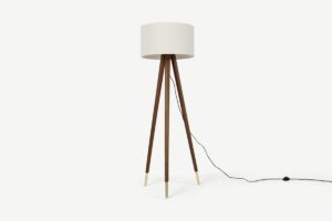 Bree Tripod-Stehlampe, dunkles Holz und Weiss - MADE.com