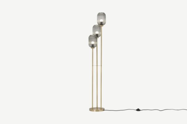 Briz Stehlampe, Grau und Antik-Messing - MADE.com