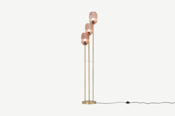 Briz Stehlampe, Rosa und Antik-Messing - MADE.com