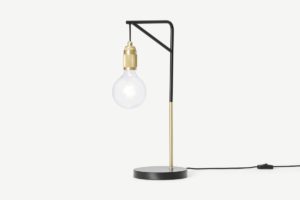 Othello Tischlampe, Schwarz und gebuerstetes Messing - MADE.com